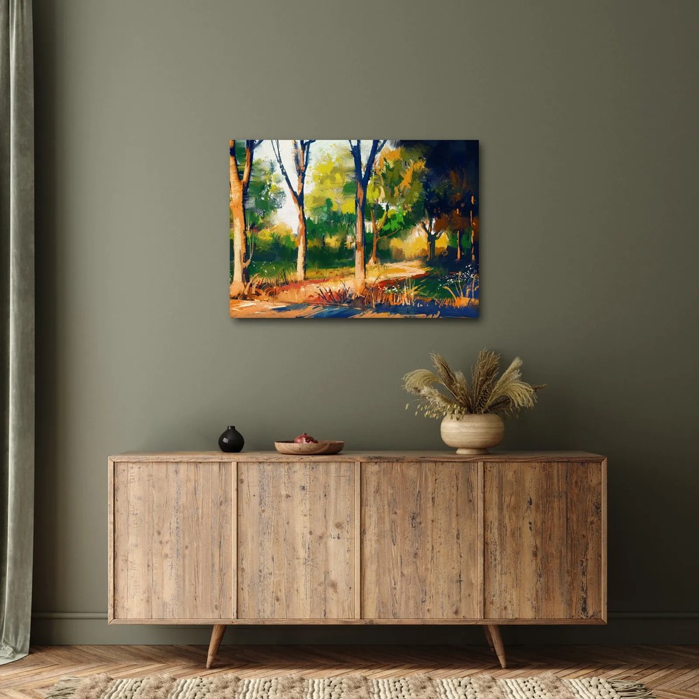 Tablou - Pădure de vară însorită, pictură (70x50 cm)