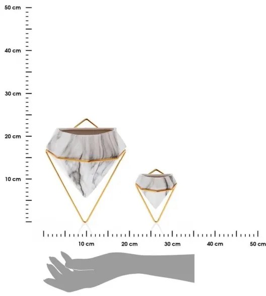 SET 2x ghiveci de flori de perete SEMELA 23x20 cm auriu