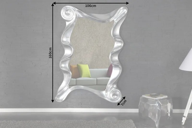Oglinda decorativa deosebita Alice 160cm argintiu