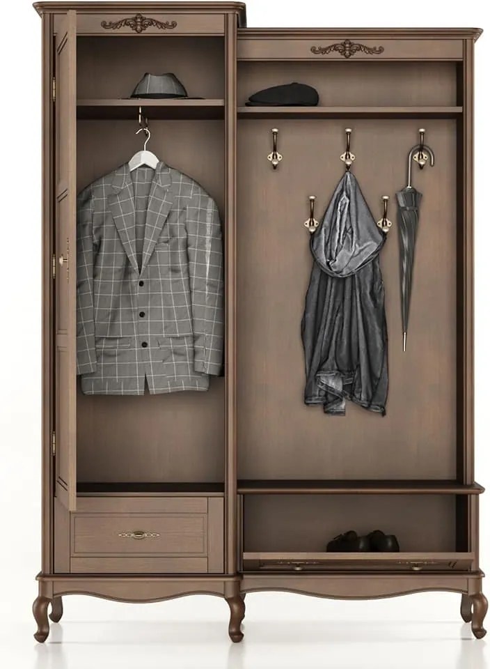 Set lemn masiv pentru Hol Seraphia, 150 × 52 × 207 cm - Vanilla