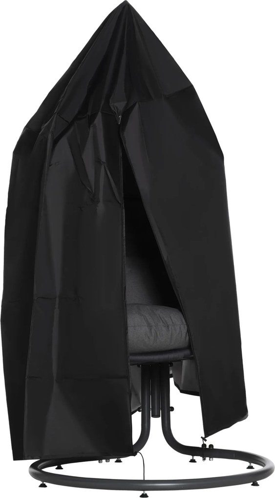 Outsunny Husă pentru fotoliu suspendat husă pentru fotoliu cocon material Oxford 210D cu fermoar Ø 115 x 190 cm negru | Aosom Romania