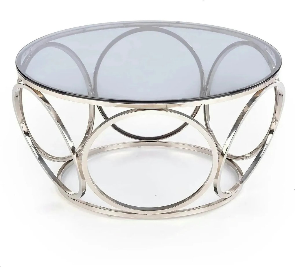 Masuta cafea VENUS argintiu/transparent, sticla/otel, 80x44 cm
