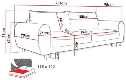Canapea extensibilă Nosenas (crem) (cu sp. depozitare). Promo -17%. 1105586