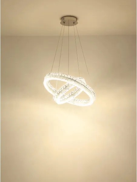 Globo 67387-72 - Lustră LED dimmabilă suspendată pe cablu LAUREL 72W/230V, sticlă transparentă + telecomandă