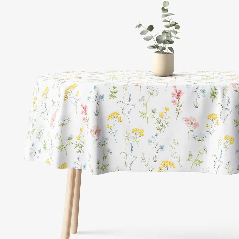 Goldea față de masă 100% bumbac deluxe - primăvară înflorită - ovală 140 x 180 cm