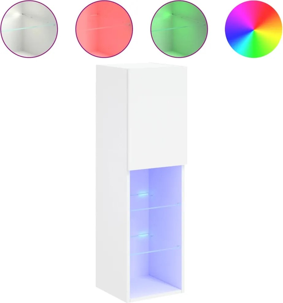 vidaXL Comodă TV cu lumini LED, alb, 30,5x30x102 cm