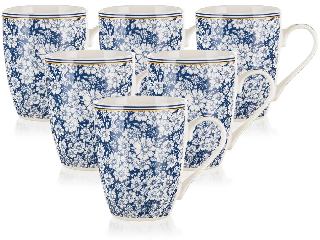 Set căni din ceramică Banquet FLOWER 6.buc.blue, 340 ml