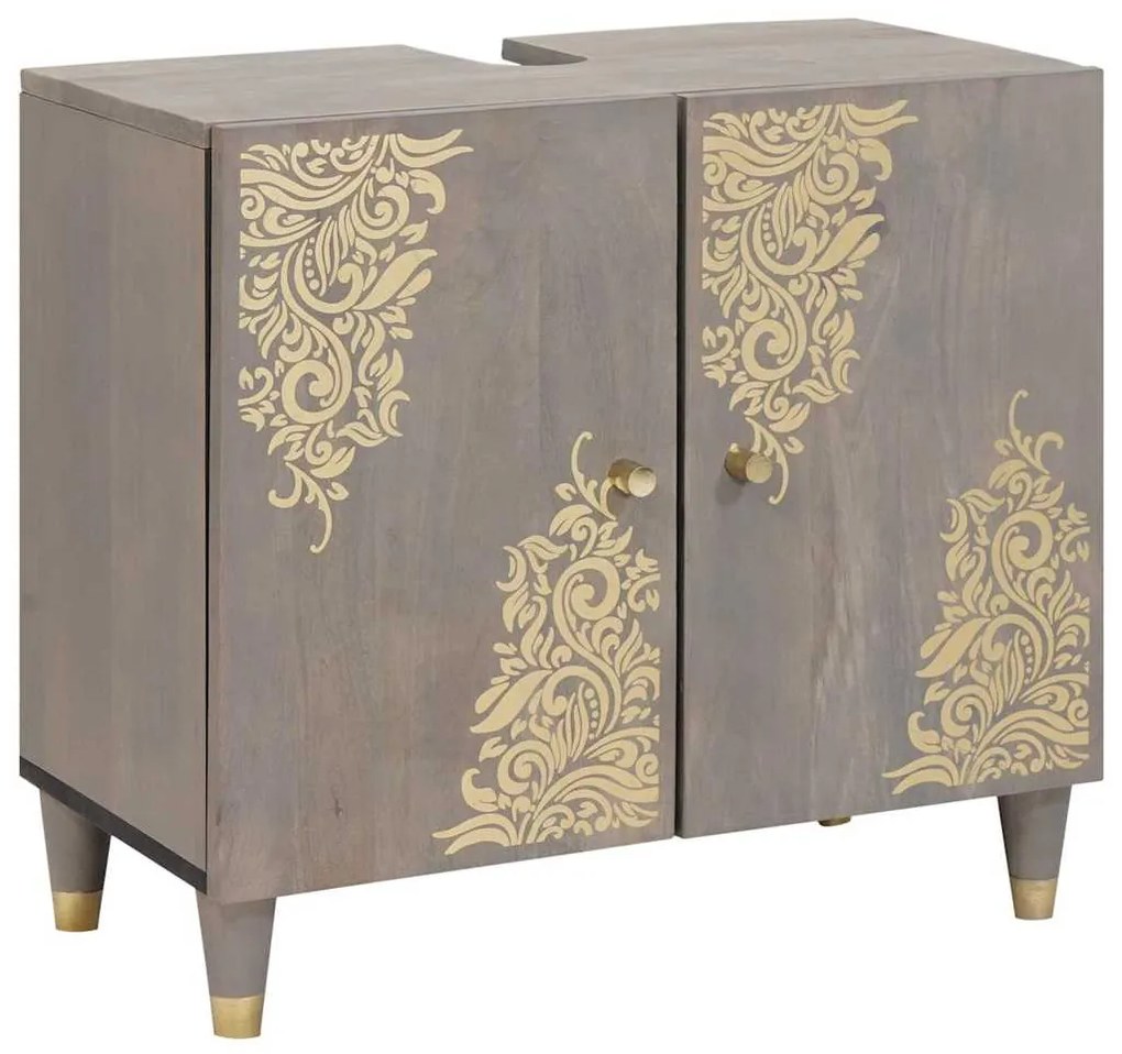 vidaXL Dulap de chiuvetă Gri 62 x 33 x 58 cm Lemn de mango solid