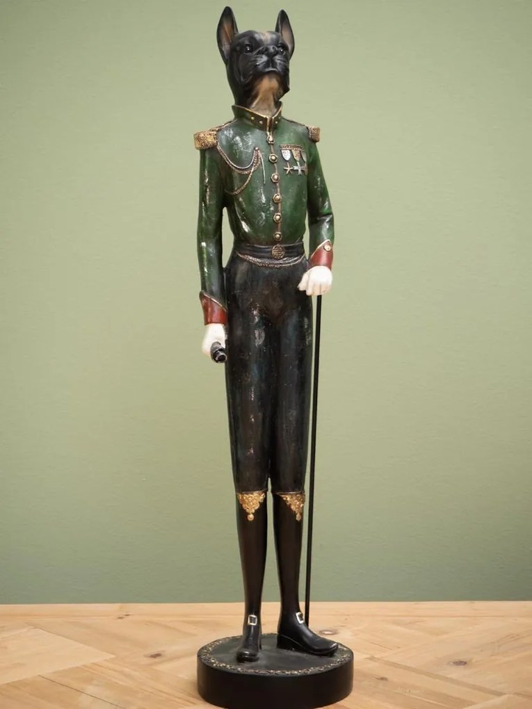 Statuie decorativă câine din rășină, H59 cm, "Sergeant Madog"