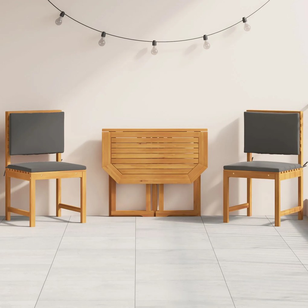 Set de dining pentru grădină vidaXL, 3 piese, din lemn masiv de acacia