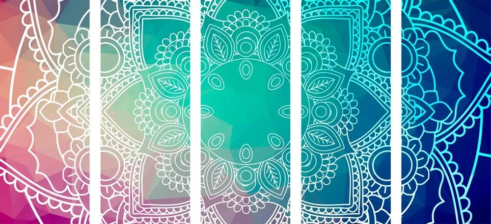 Tablou 5-piese Mandala pastelată