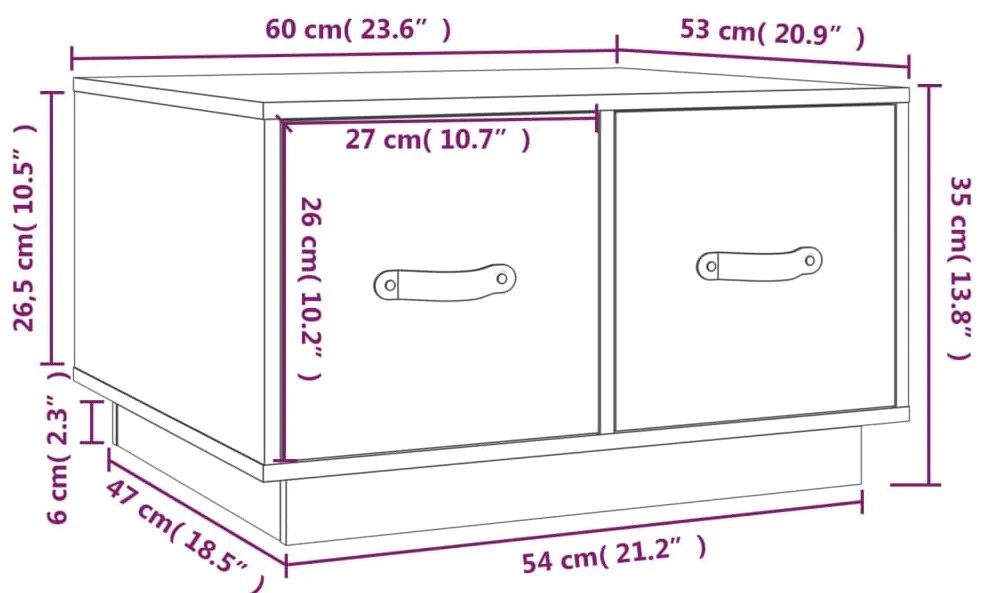 Masuta de cafea, negru, 60x53x35 cm, lemn masiv de pin 1, Negru