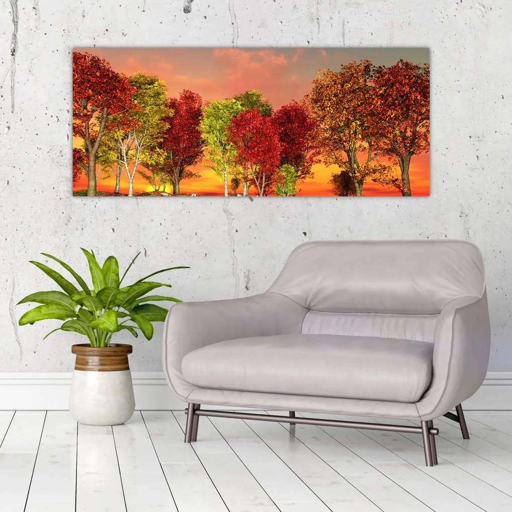 Tablou - Copaci colorate (120x50 cm)
