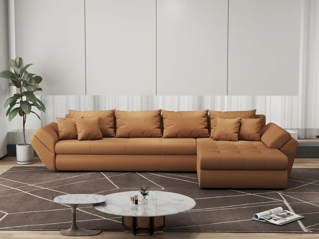 Colțar extensibil dumonde cu ladă de depozitare si sezut confortabil din spuma high-density, Loana XL Enjoy Mango II 335x185 cm