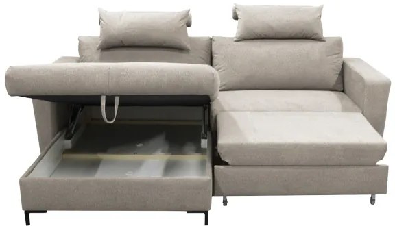 Colțar extensibil L HORTA, cu spațiu de depozitare, stânga, gri