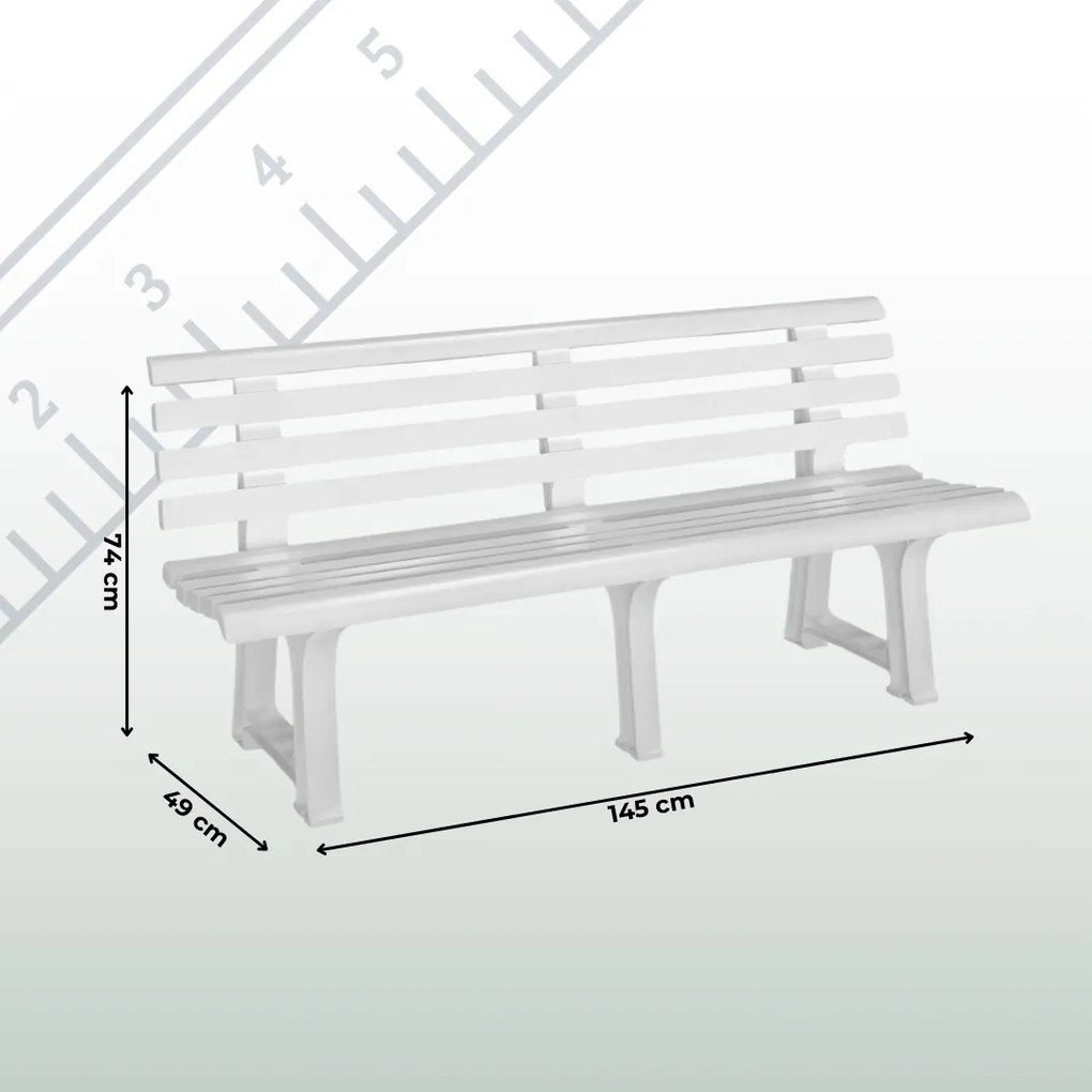 Bancă de grădină ORCHIDEA, 145x49x74cm, alb I.P.A.E-Progarden