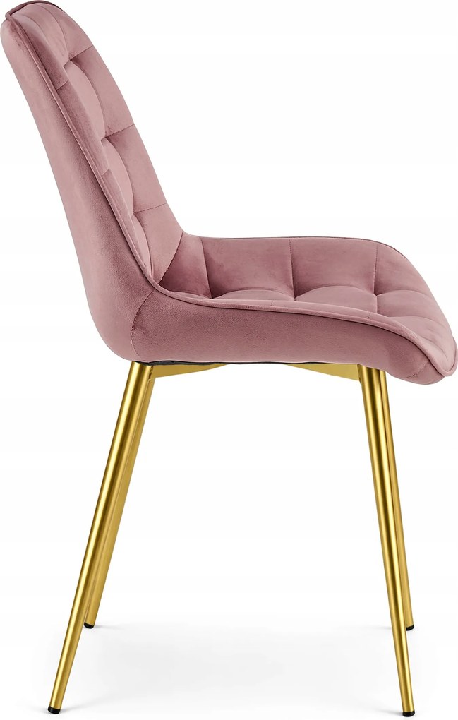 OFERTA Scaun de catifea roz inchis BERA cu picioare aurii II. calitate