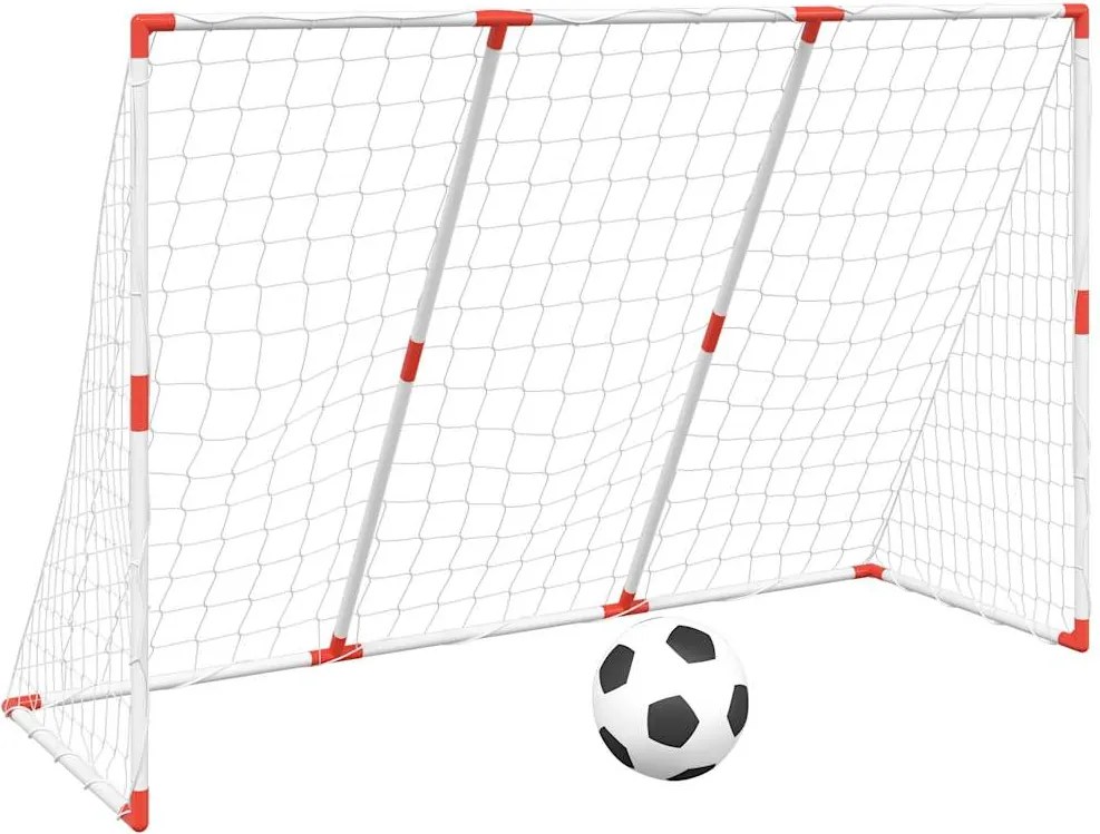 vidaXL Poartă de fotbal pentru copii cu mingi 2-în-1 alb 184x64x124 cm