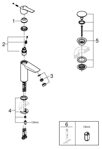 GROHE 242042432 - Baterie pentru lavoar START, mărime M, negru