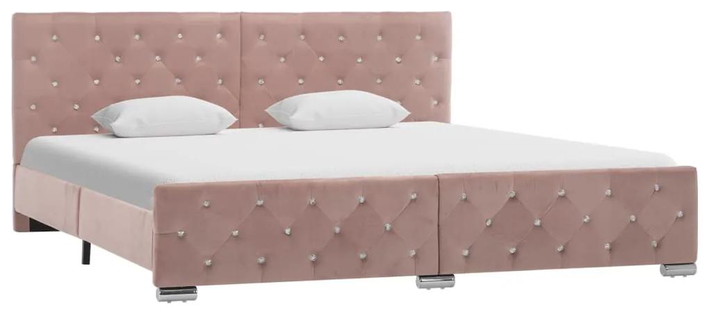 Cadru de pat, roz, 180 x 200 cm, material textil Roz, 180 x 200 cm