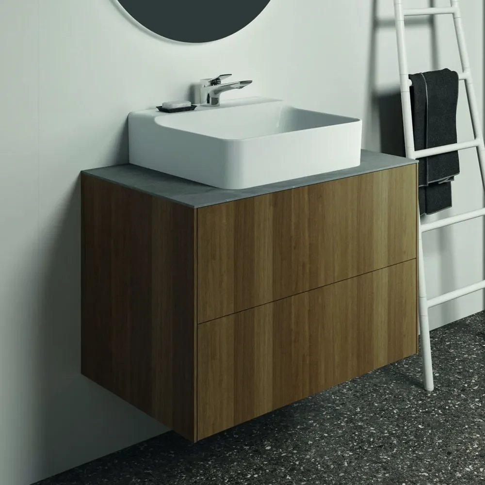 Blat ceramic pentru lavoar Ideal Standard Atelier Conca 80 cm finisaj gri deschis
