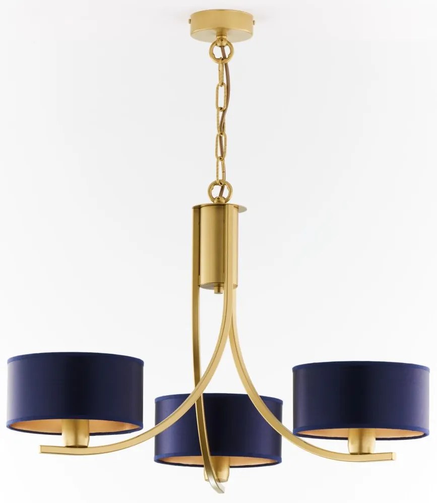 Jupiter 2093 - Lustra ARTHUR, suspendată pe lanț, 3xE27/15W/230V, albastru/auriu