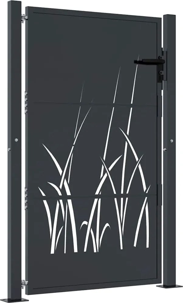 vidaXL Poartă de grădină antracit 100x150 cm oțel model iarbă