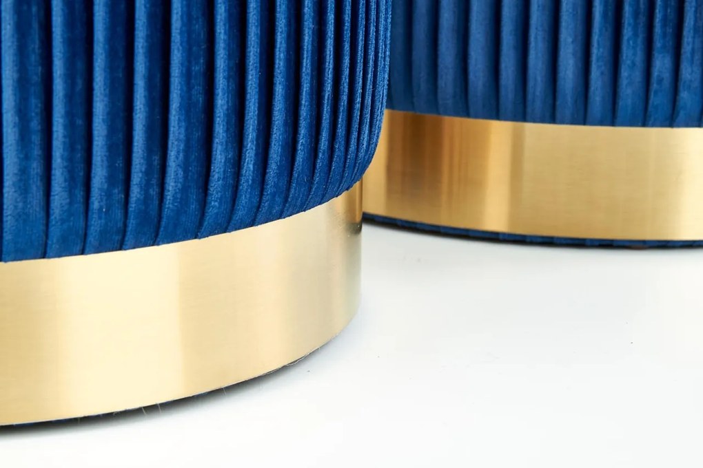 Set tabureti tapitati Monty Albastru / Gold