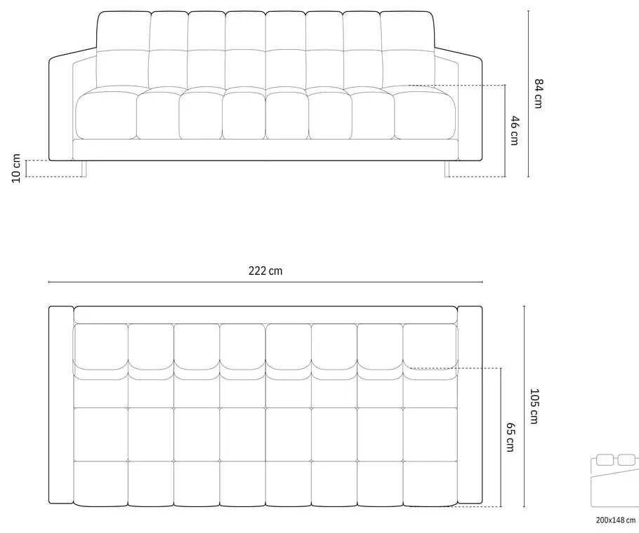 Canapea neagră extensibilă, cu spațiu de depozitare 222 cm Bali – Cosmopolitan Design