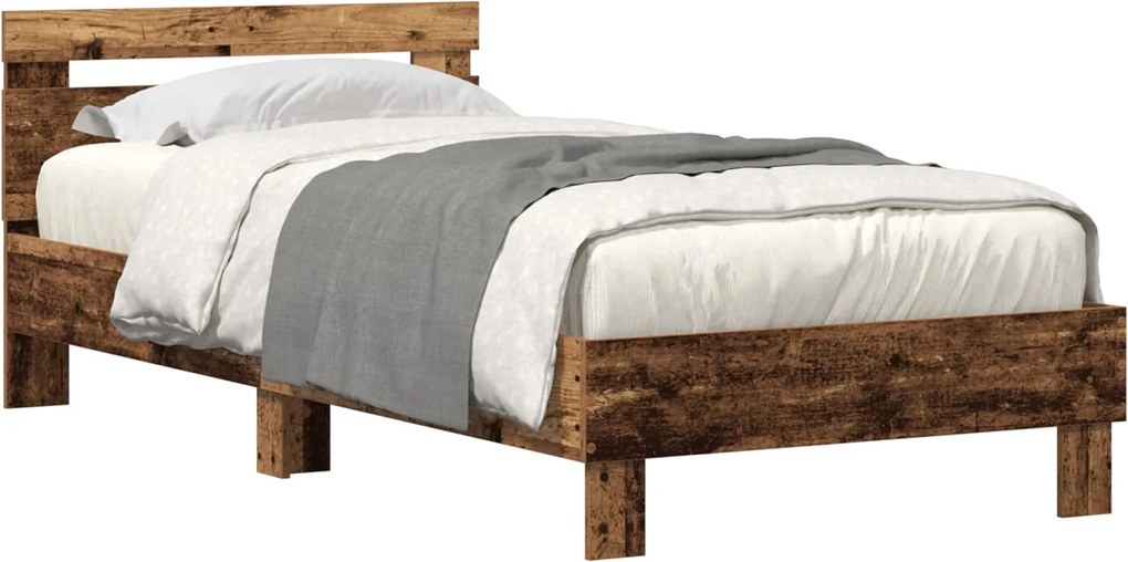 vidaXL Cadru de pat cu led Lemn vechi 75 x 190 cm Lemn compozit