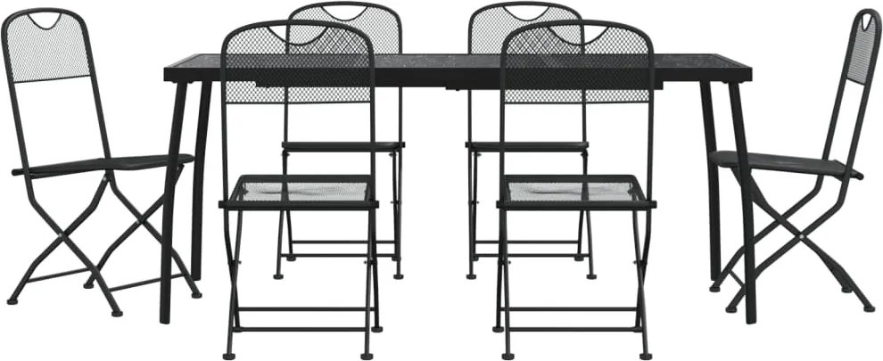 vidaXL Set de masă pentru grădină, 7 piese, plasă metalică antracit
