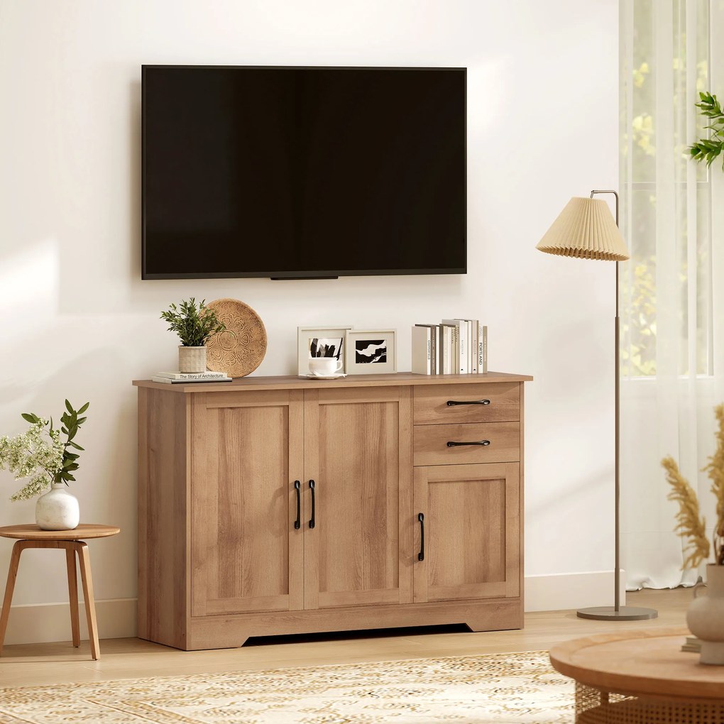 HOMCOM Mobilă bucătărie cu 2 sertare și 2 dulapuri cu rafturi reglabile, stejar | Aosom Romania