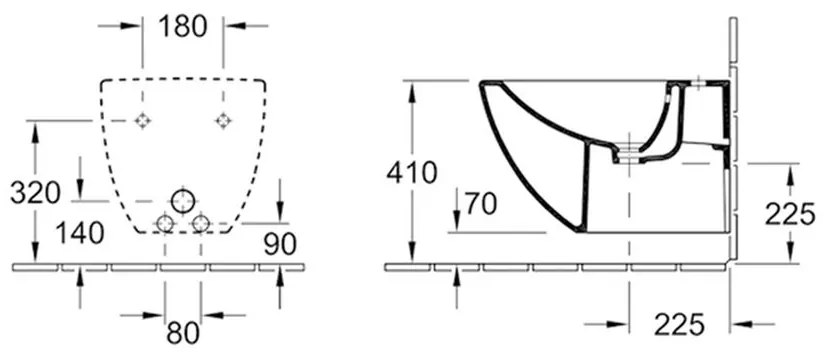 Bideu suspendat cu preaplin, 375x565 mm, alb alpin