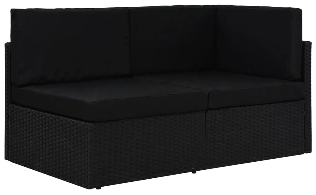 vidaXL Canapea modulară cu 2 locuri, negru, poliratan