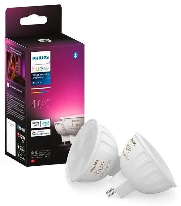 SET 2x bec LED RGBW dimabil Philips Hue WACA GU5,3/MR16/6,3W/12V