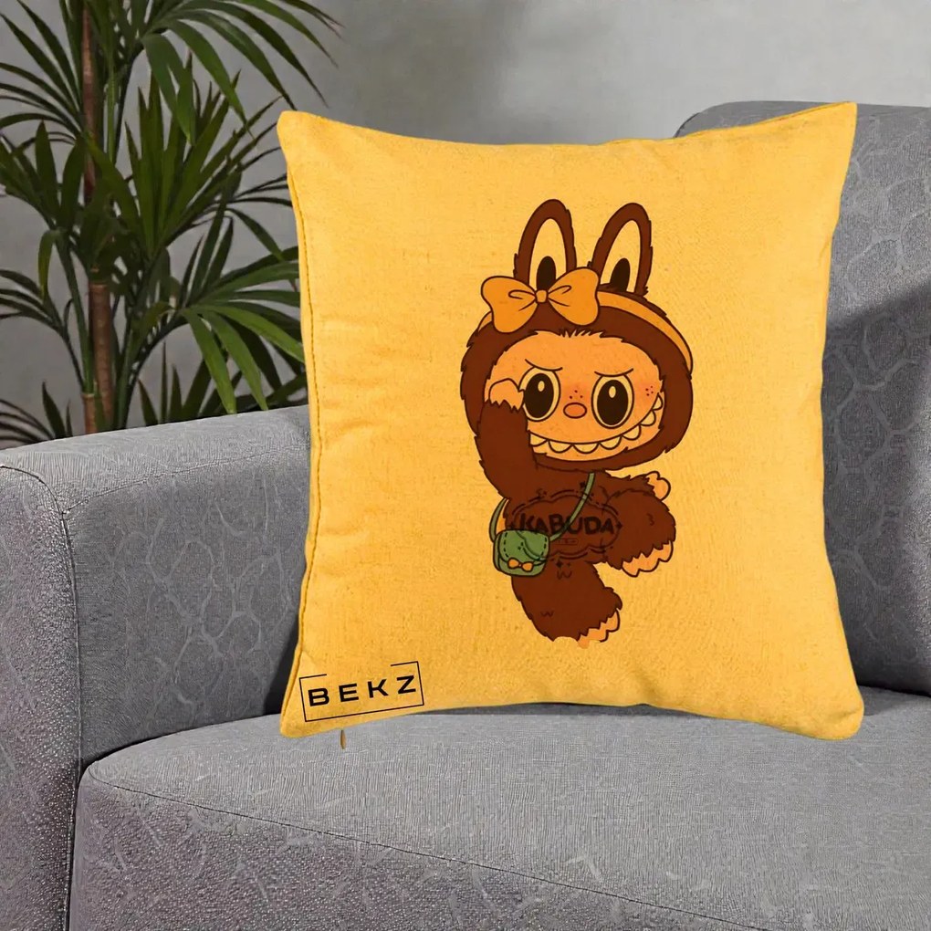 Perna Personalizata Kabuda Maro cu Funda Aurie, 40x40 cm, Galben, Husa Detasabila, Perna Inclusa, BEKZ®