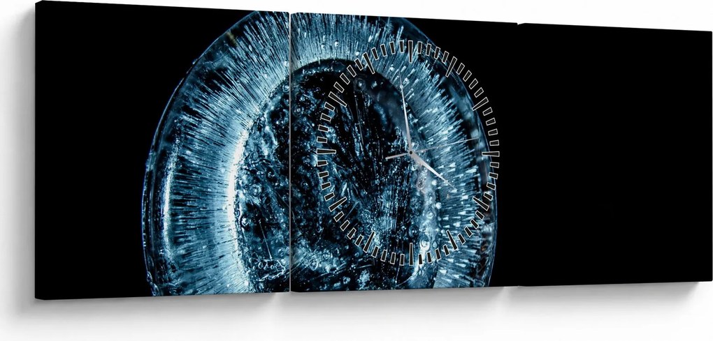 Tablou cu picături de gheață (cu ceas) (90x30 cm)
