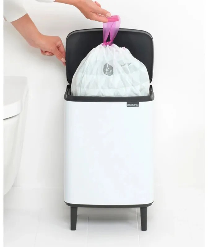 Cos de gunoi Brabantia Bo Small Hi 1006647, 12 L, Deschidere lina si silentioasa, Baza antiderapanta, Alb