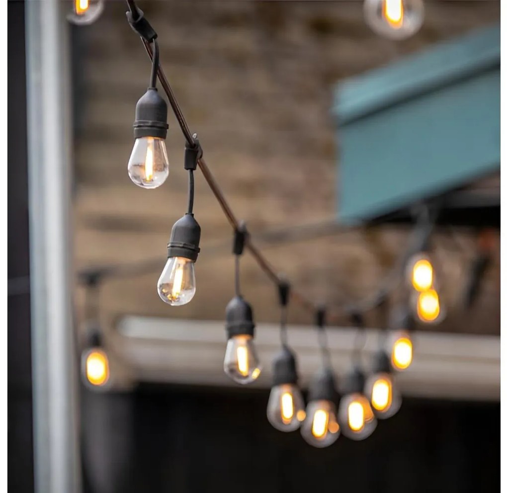 Lanț LED decorativ de exterior BAJA ST64 15xE27/1W/230V 15,9m IP44 alb cald