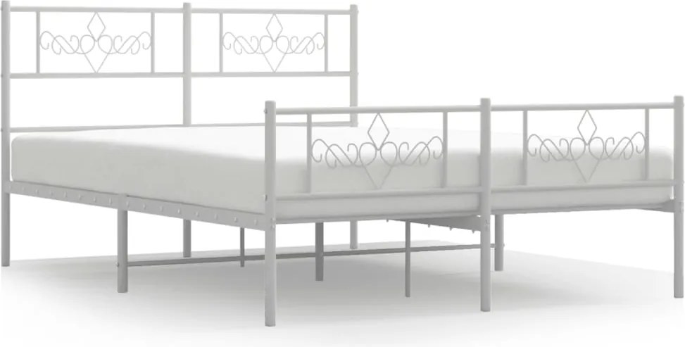 vidaXL Cadru de pat metalic cu tăblie, alb, 120x200 cm