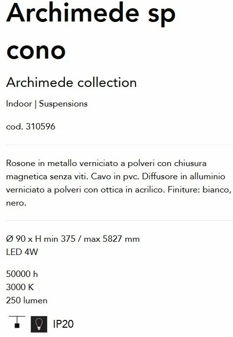 Pendul LED stil minimalist Archimede sp cono alb