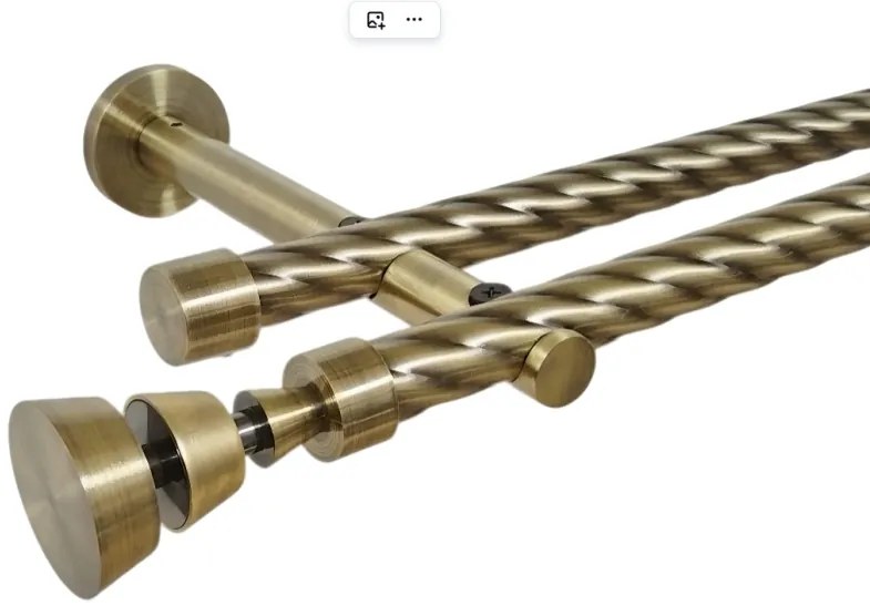 Galerie dubla twist picior universal fara inele prindere perete kula afina 19/19 mm aur antic (Alege marime: 180 cm)