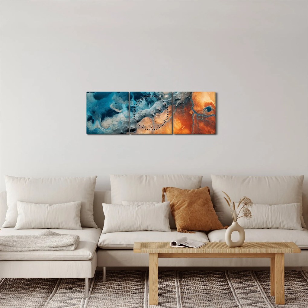 Tablou - Apă și foc (cu ceas) (90x30 cm)