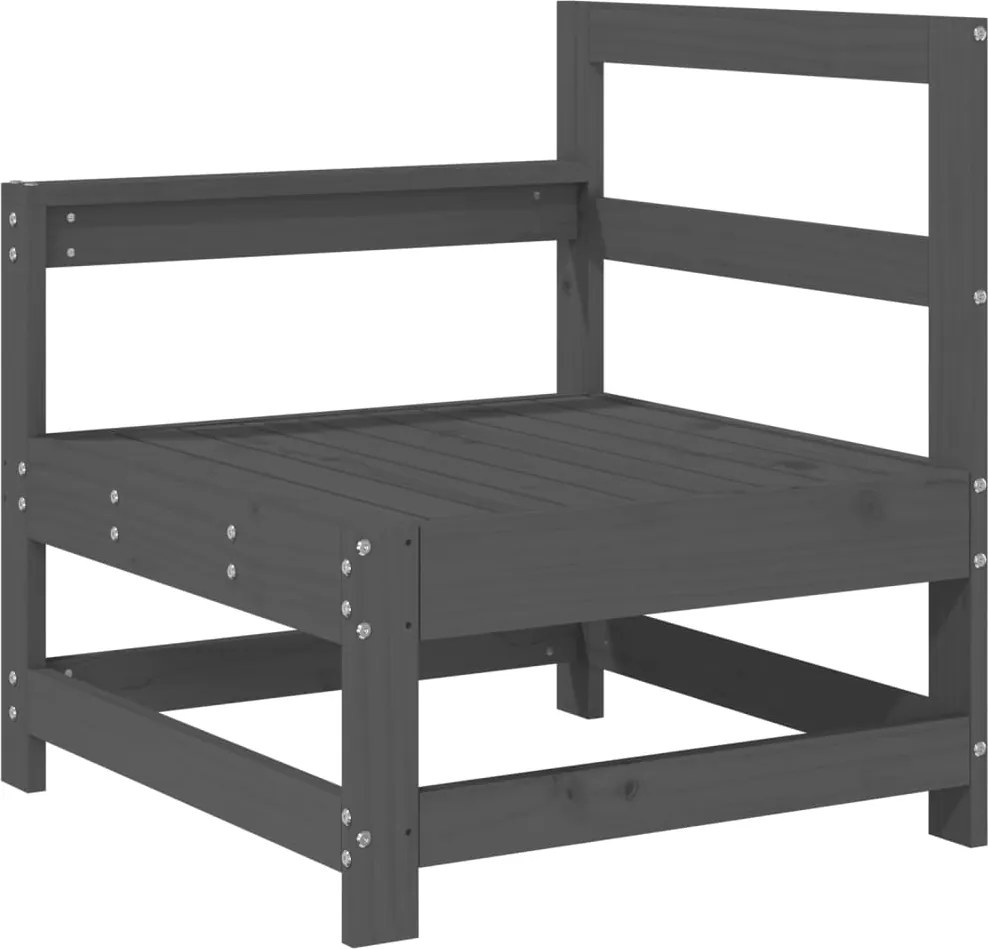 vidaXL Canapea de colț pentru grădină, gri, lemn masiv de pin