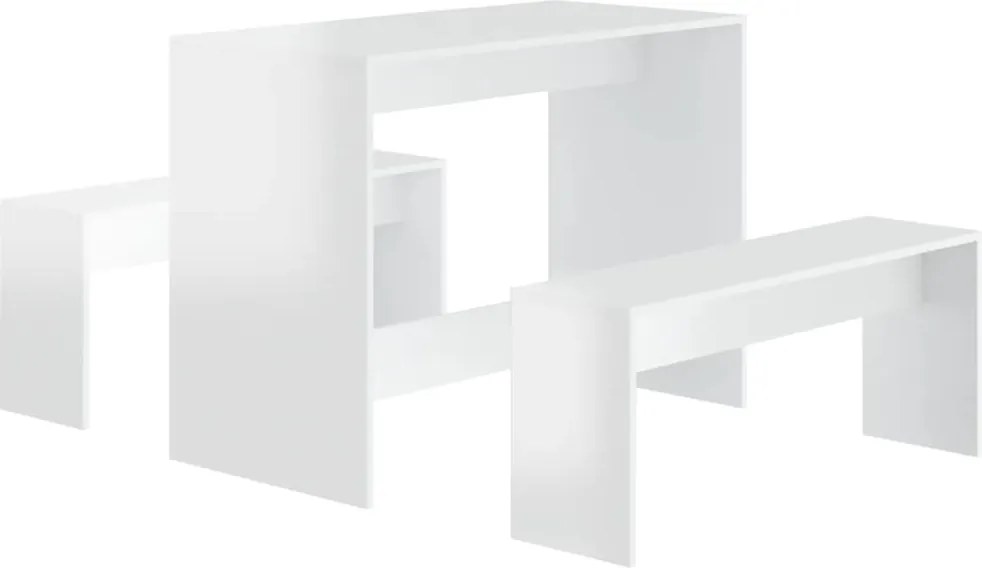 vidaXL Set mobilier de bucătărie, 3 piese, alb extralucios, PAL