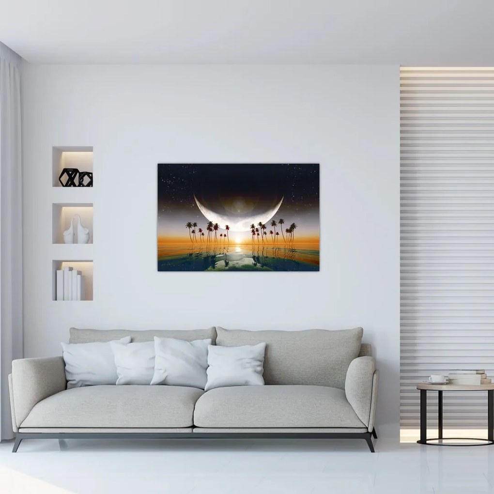 Tablou- Luna deasupra palmierilor (90x60 cm)