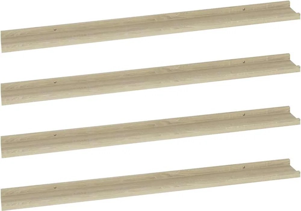 vidaXL Rafturi de perete, 4 buc., stejar sonoma, 100x9x3 cm