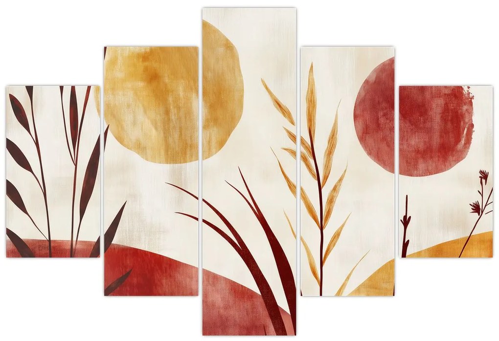 Tablou - Plante și cercuri (150x105 cm)