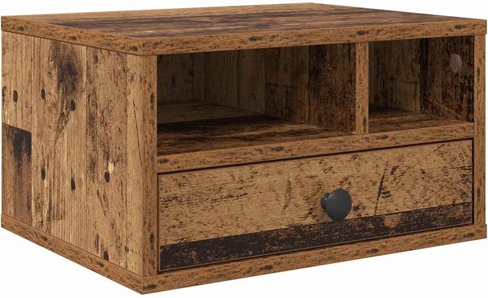 vidaXL Suport pentru imprimantă cu sertar Lemn Vechi 40 x 32 x 24 cm