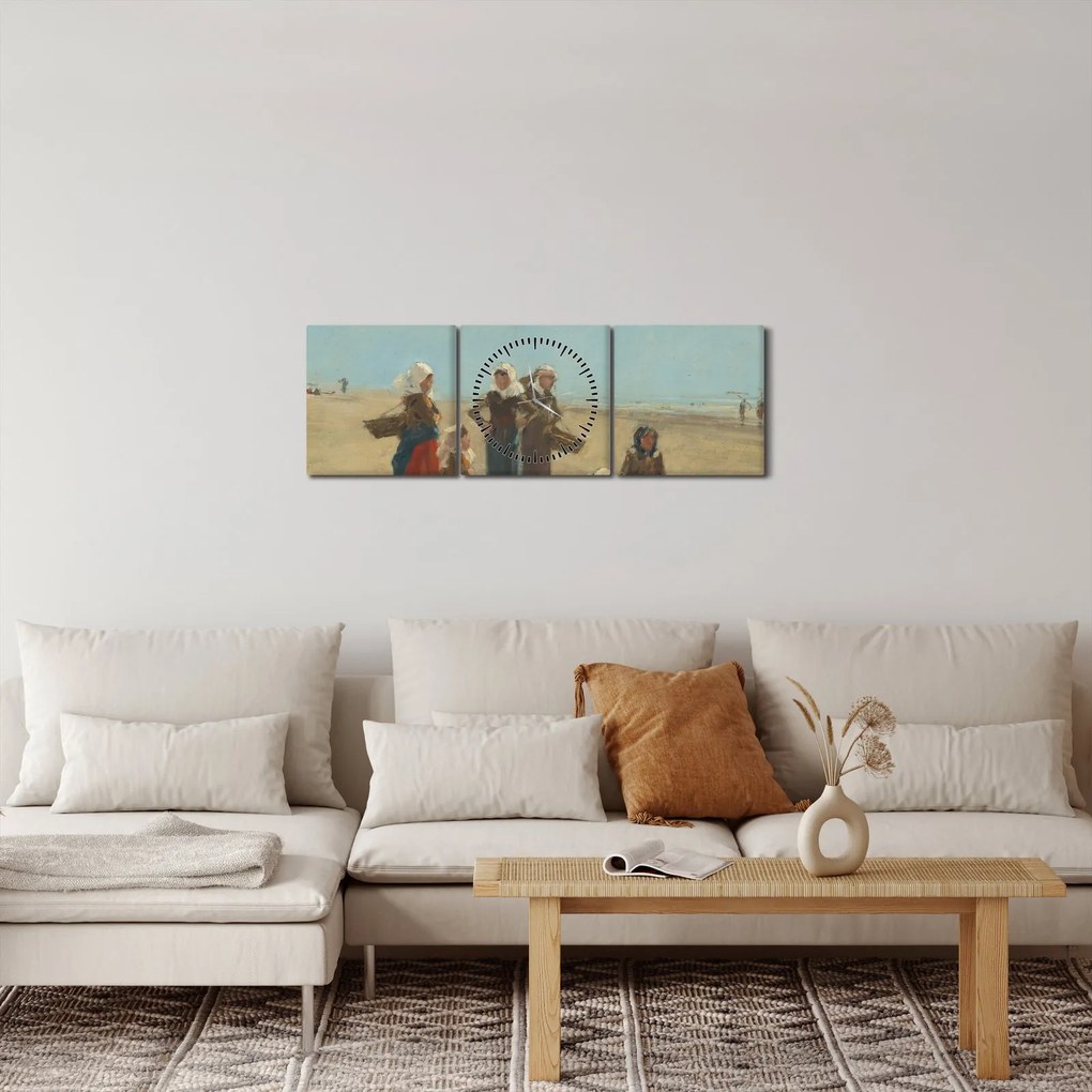 Tablou - Eugène Boudin, Women on the Beach at Berck, reproducere (cu ceas) (90x30 cm)